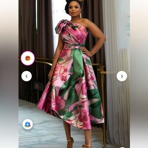 Xpluswear Design Plus Size One Shoulder Satin Midi Dresses